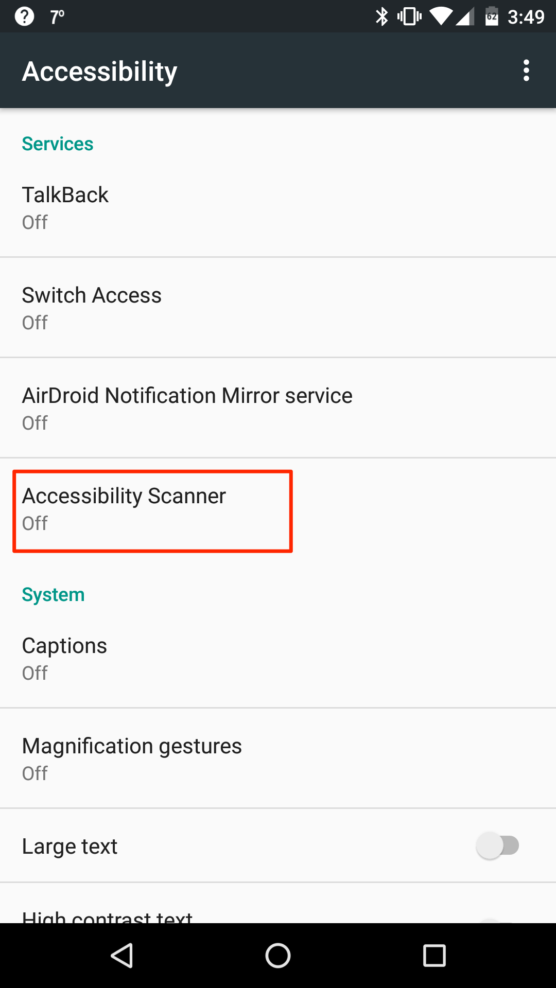 Accessibility Scanner Settings 1 - Adventures in QA